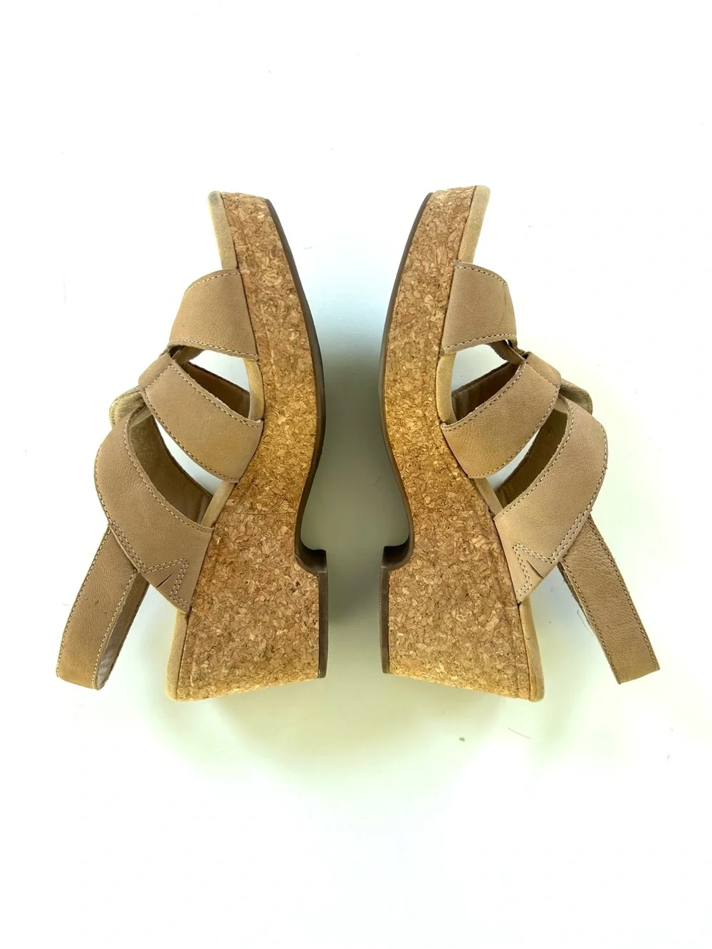 Clarks Strappy Tan Giselle Beach Cork Wedge Sandal